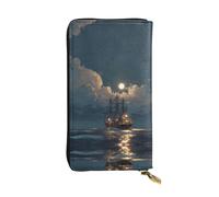 JKDGOJ Expédié dans le Moonlight Prints Portefeuille long en cuir pour femme Grande capacité Sac à fermeture éclair pour cartes de crédit