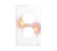 JKDGOJ Feux d'artifice roses fleuris imprimés double prise murale couvercle d'alimentation domestique durable pour prises et interrupteurs décoratifs