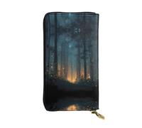 JKDGOJ Fireflies in the Forest Prints Portefeuille long en cuir pour femme Grande capacité avec fermeture éclair