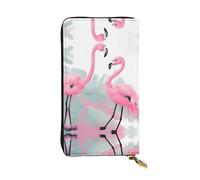 JKDGOJ Flamingo Prints Portefeuille long en cuir pour femme Grande capacité avec fermeture éclair