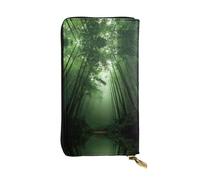 JKDGOJ Foggy Bamboo Forest Prints Portefeuille long en cuir pour femme Grande capacité avec fermeture éclair