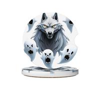 JKDGOJ Ghost Leader Prints Lot de 2 dessous de verre absorbants en céramique antidérapants pour décoration de voiture