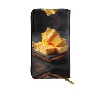 JKDGOJ Golden Butter Cheese Portefeuille long en cuir pour femme Grande capacité Fermeture Éclair