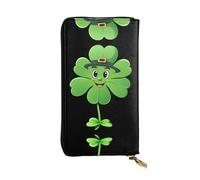 JKDGOJ Green Clover Prints Portefeuille long en cuir pour femme Grande capacité avec fermeture éclair