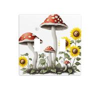 JKDGOJ Image tournesol sous champignons Panneau mural décoratif 11,4 x 11,4 cm adapté aux prises qui ne sont pas facilement endommagées