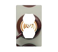 JKDGOJ Impression artistique pour café latte - Panneau mural double prise - Couvercle d'alimentation domestique durable pour prises et interrupteurs décoratifs