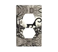 JKDGOJ Imprimé chat marchant abstrait double prise murale couvercle d'alimentation domestique durable pour prises et interrupteurs décoratifs