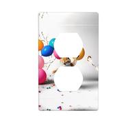 JKDGOJ Imprimé monde de lapin coloré double prise murale couvercle d'alimentation domestique durable pour prises et interrupteurs décoratifs