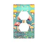 JKDGOJ Joli petit champignon imprimé panneau mural double prise domestique couvercle d'alimentation durable pour prises et interrupteurs décoratifs