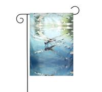 JKDGOJ La libellule vole basse. Image Drapeau de jardin Drapeau de cour d'extérieur adapté à toutes les saisons 30,5 x 45,7 cm