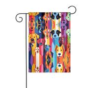 JKDGOJ Le chien regardant. Image Drapeau de jardin Drapeau de cour extérieur Convient pour toutes les saisons 30,5 x 45,7 cm