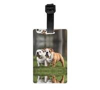 JKDGOJ Les étiquettes à bagages et étiquettes de sac de voyage à motif bouledogues anglais sont adaptées pour les hommes et les femmes pour éviter les bagages