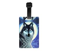 JKDGOJ Les étiquettes de bagage et étiquettes de sac de voyage Wolf Under Moon conviennent aux hommes et aux femmes pour éviter les bagages