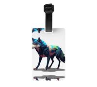 JKDGOJ Les étiquettes de bagage et les étiquettes de sac de voyage Pixel Wolf sont adaptées pour les hommes et les femmes pour éviter les bagages