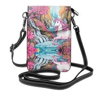 JKDGOJ Licornes roses fortes. Sac à bandoulière imprimé, sac pour téléphone portable, petit portefeuille pour femme, un cadeau pratique adapté pour sortir, faire de l'exercice et faire du shopping
