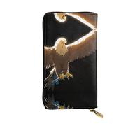 JKDGOJ Line Art Eagle Prints Portefeuille long en cuir pour femme Grande capacité avec fermeture éclair