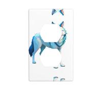JKDGOJ Line Art Wolf Prints Panneau mural double prise pour prise électrique domestique durable pour prises et interrupteurs décoratifs