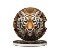 JKDGOJ Lot de 2 dessous de verre absorbants en céramique antidérapants Motif tête de tigre