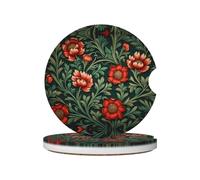 JKDGOJ Lot de 2 dessous de verre absorbants en céramique antidérapants pour décoration de voiture Motif floral