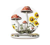 JKDGOJ Lot de 2 dessous de verre absorbants en céramique antidérapants pour décoration de voiture Motif tournesol sous champignons