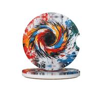 JKDGOJ Lot de 2 dessous de verre absorbants en céramique antidérapants pour décoration de voiture Motif tourbillons de graffiti