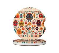 JKDGOJ Lot de 2 dessous de verre absorbants en céramique antidérapants pour décoration de voiture Motif costumes ethniques spéciaux