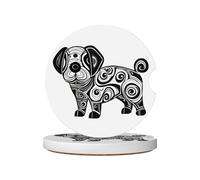 JKDGOJ Lot de 2 dessous de verre absorbants en céramique antidérapants pour décoration de voiture Motif chien étrange