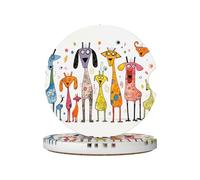 JKDGOJ Lot de 2 dessous de verre absorbants en céramique antidérapants pour décoration de voiture Motif chiens grands et courts