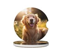 JKDGOJ Lot de 2 dessous de verre en céramique absorbant et antidérapant Motif golden retriever