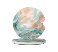 JKDGOJ Lot de 2 dessous de verre en céramique pour voiture Motif imprimé lisse