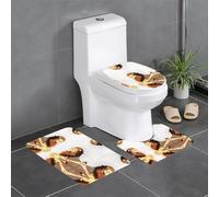 JKDGOJ Lot de 3 tapis de salle de bain antidérapants - Facile à nettoyer et à entretenir - Blocage de l'humidité et durable - Motif lion levant la tête