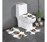 JKDGOJ Lot de 3 tapis de salle de bain antidérapants - Facile à nettoyer et à entretenir - Bloque l'humidité et durable - Motif lion dans le miroir
