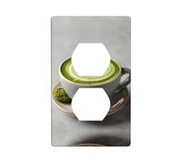 JKDGOJ Matcha Latte Art Coffee Prints Panneau mural double prise pour prise électrique domestique durable pour prises et interrupteurs décoratifs
