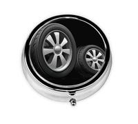 JKDGOJ Mini pilulier rond à motif de roue de dessin animé avec 3 compartiments pour le rangement des pilules et le voyage portable