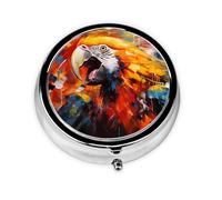 JKDGOJ Mini pilulier rond à motif perroquet hurlant avec 3 compartiments pour le rangement des pilules et le voyage portable