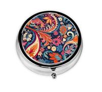 JKDGOJ Mini pilulier rond à motifs spirituels avec 3 compartiments pour le rangement des pilules et le voyage portable