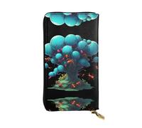 JKDGOJ Neon Ant Colony Portefeuille long en cuir pour femme Grande capacité avec fermeture éclair