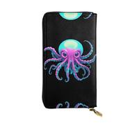 JKDGOJ Neon Kraken Core Prints Portefeuille long en cuir pour femme Grande capacité avec fermeture éclair