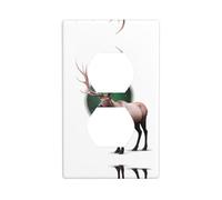 JKDGOJ Northern Lights Elk Prints Panneau mural double prise pour prise électrique domestique durable pour prises et interrupteurs décoratifs