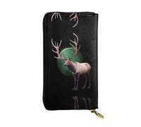 JKDGOJ Northern Lights Elk Prints Portefeuille long en cuir pour femme Grande capacité avec fermeture éclair