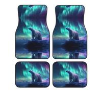 JKDGOJ Northern Lights Tapis de sol de voiture avec imprimé ours polaire antidérapant à l'avant et à l'arrière pour voitures, camions et SUV