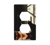 JKDGOJ Panneau mural à double prise avec imprimé chat et chandelier, couvercle d'alimentation domestique durable pour prises et interrupteurs décoratifs