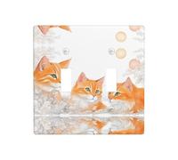 JKDGOJ Panneau mural décoratif motif chats oranges 11,4 x 11,4 cm adapté aux prises qui ne sont pas facilement endommagées