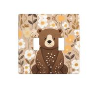 JKDGOJ Panneau mural décoratif motif ours assis de 11,4 x 11,4 cm adapté aux prises qui ne sont pas facilement endommagées