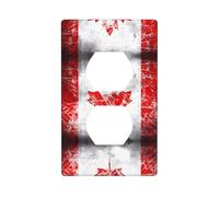JKDGOJ Panneau mural rétro imprimé drapeau du Canada double prise murale couvercle d'alimentation domestique durable pour prises et interrupteurs décoratifs