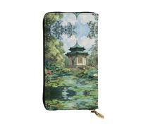 JKDGOJ Pavilion at the pond Prints Portefeuille long en cuir pour femme Grande capacité avec fermeture éclair