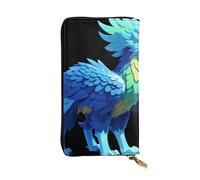 JKDGOJ Pixel Griffin Prints Portefeuille long en cuir pour femme Grande capacité avec fermeture éclair