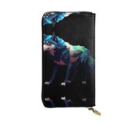 JKDGOJ Pixel Wolf Prints Portefeuille long en cuir pour femme Grande capacité avec fermeture éclair