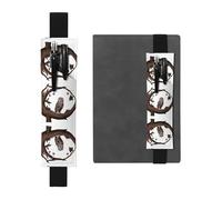 JKDGOJ Porte-stylo en cuir avec motif hibou sous le ciel étoilé pour journaux, agendas, planificateurs - Pochette à sangle réglable, Noir/blanc, One Size