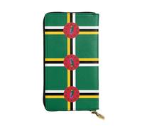 JKDGOJ Portefeuille long en cuir avec fermeture éclair pour femme Motif drapeau du Commonwealth de Dominique